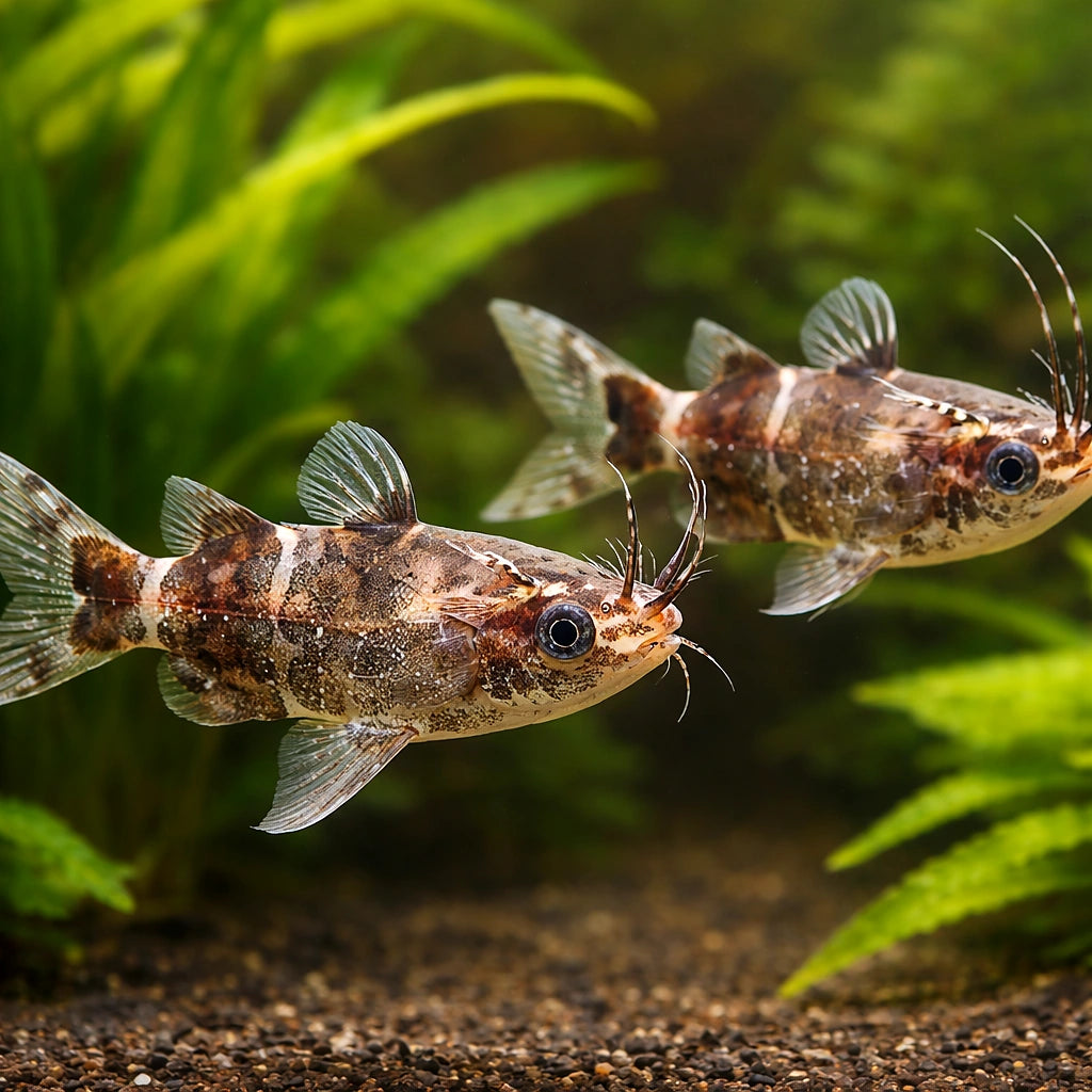 Upside-Down Catfish, Black- — tropical fish for sale UK — AI pair planted view