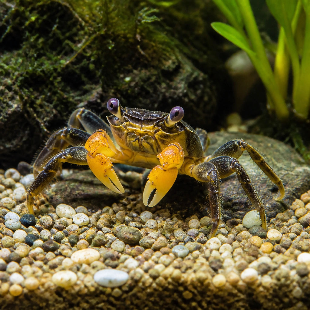 Vampire yellow crab — tropical fish for sale UK — AI natural aquarium view