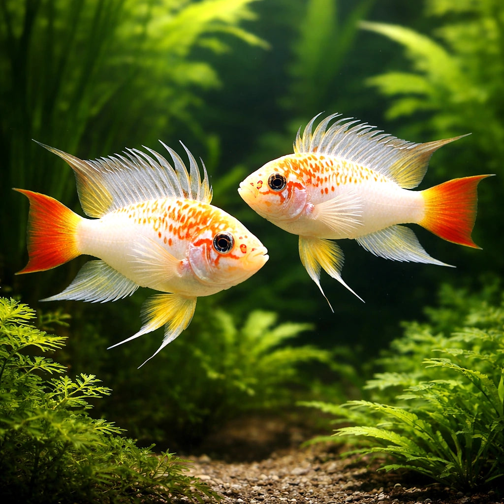 Veijia Dwarf Cichlid gold (Apistogramma sp. viejeta gold) - Cichlid Fish for Sale UK — AI pair planted view
