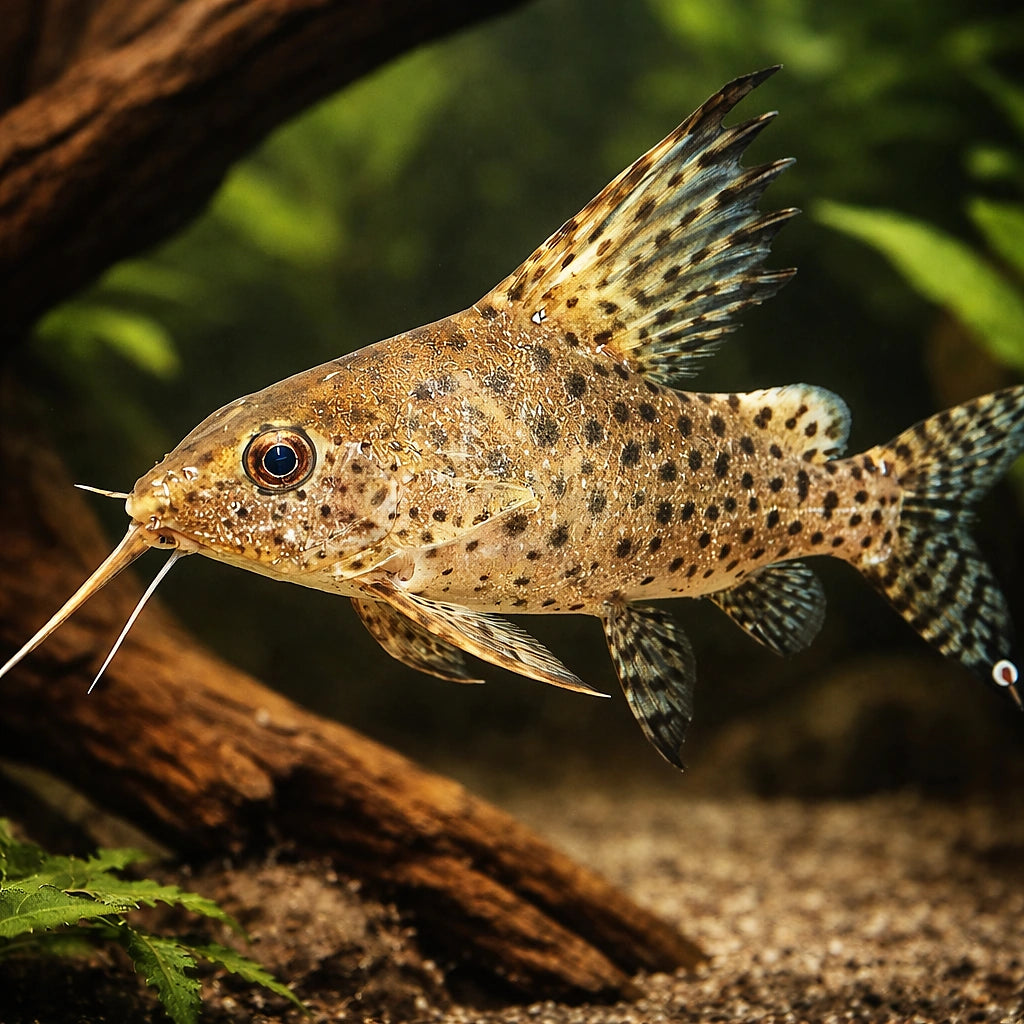 Velifer Catfish — tropical fish for sale UK — AI hero driftwood view