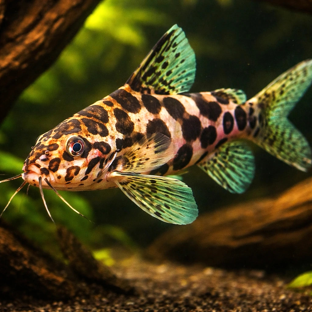 Vermiculated Synodontis — tropical fish for sale UK — AI hero driftwood view