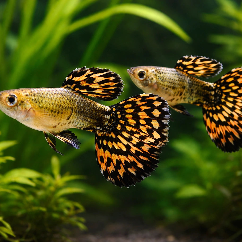 Vibrant Male Tiger Guppy - Perfect for UK Aquariums — tropical fish for sale UK — AI pair planted view
