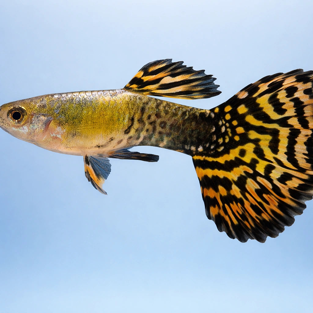 Vibrant Male Tiger Guppy - Perfect for UK Aquariums — tropical fish for sale UK — AI side clean view