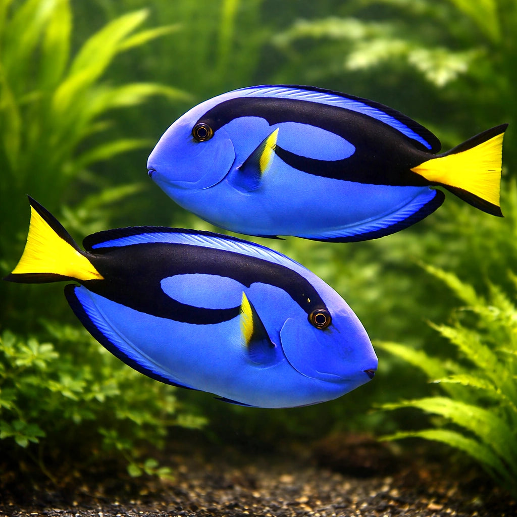 Vibrant Paracanthurus Hepatus Surgeon Fish for UK — tropical fish for sale UK — AI pair planted view
