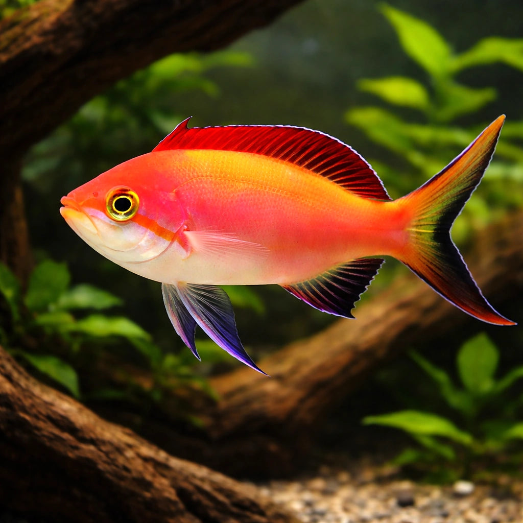 Vibrant Pseudanthias Dispar Fish for UK Aquariums — tropical fish for sale UK — AI hero driftwood view