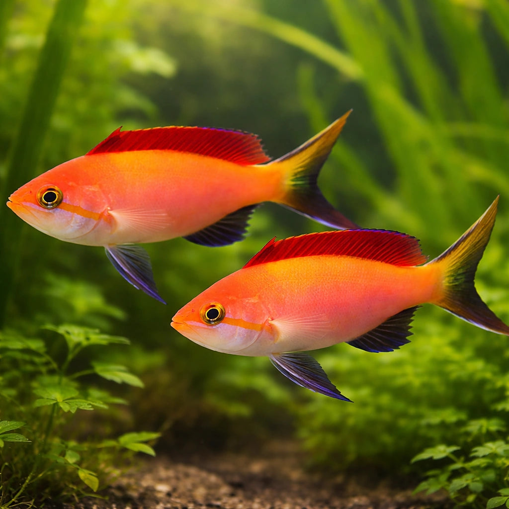 Vibrant Pseudanthias Dispar Fish for UK Aquariums — tropical fish for sale UK — AI pair planted view