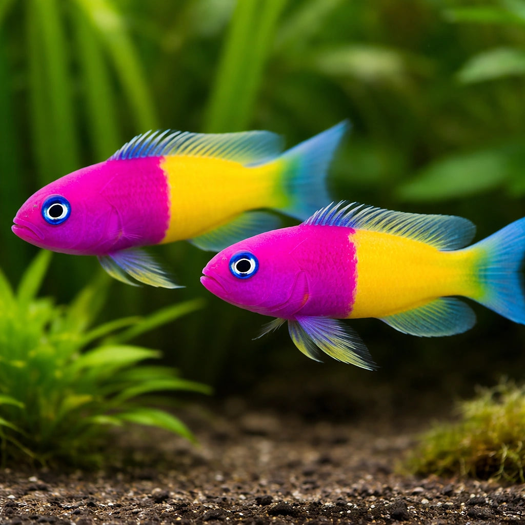Vibrant Pseudochromis Paccagnellae for UK Aquariums — tropical fish for sale UK — AI pair planted view
