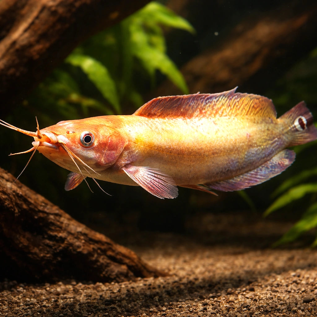 Walking Catfish — tropical fish for sale UK — AI hero driftwood view
