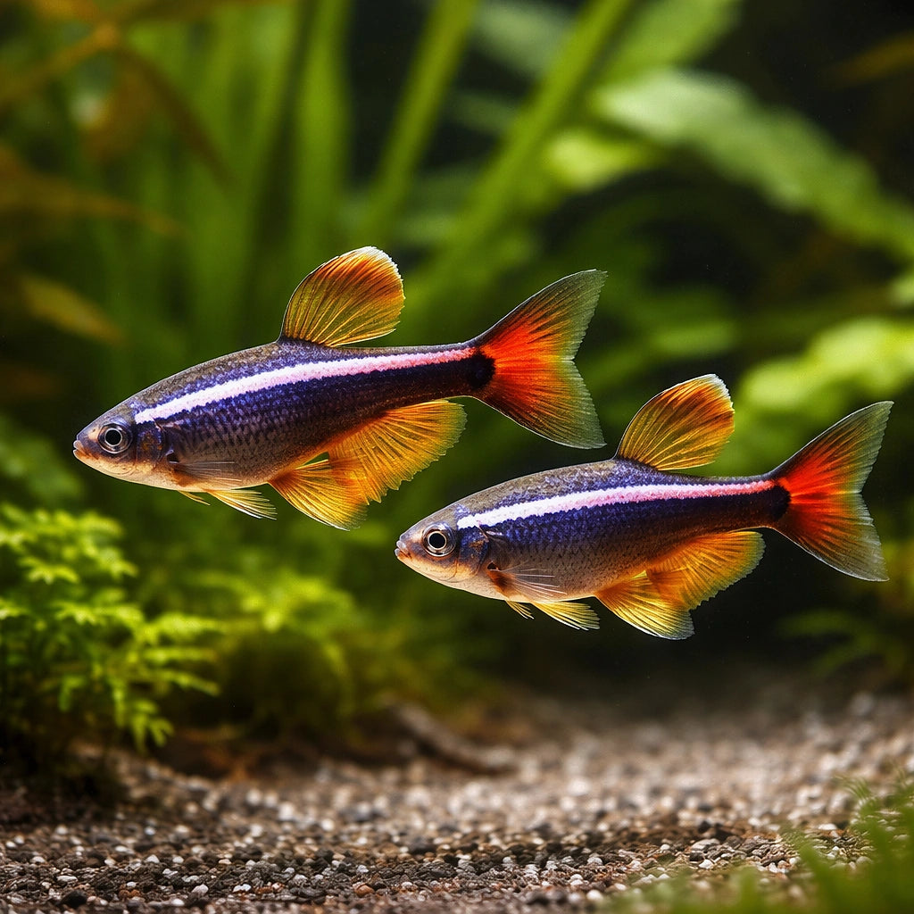 White Cloud Mountain Minnows (Tanichthys albonubes) - UK — AI pair planted view