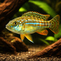 White Labido, Pearl of Liko — tropical fish for sale UK — AI hero driftwood view