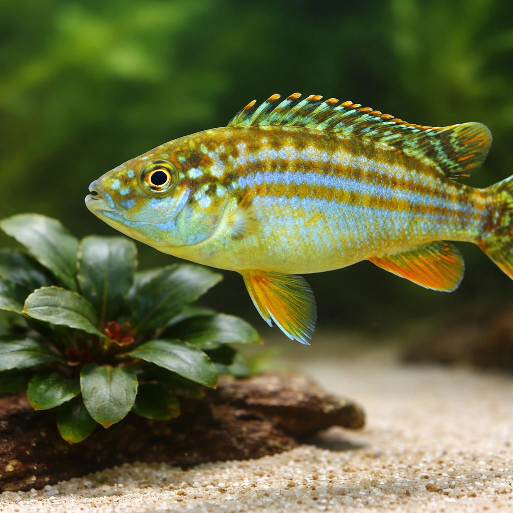 White Labido, Pearl of Liko — tropical fish for sale UK — AI scale plant view
