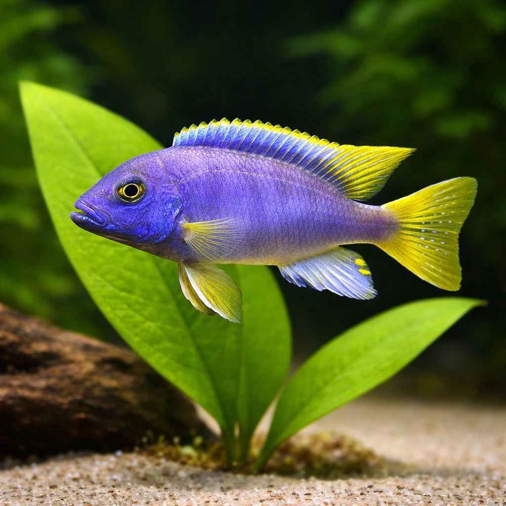 White-Tail Acei (Pseudotropheus acei) - Cichlid Fish for Sale UK — AI scale plant view