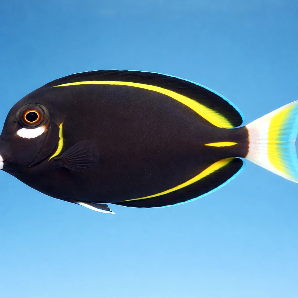 Whitecheek Surgeonfish M — tropical fish for sale UK — AI side clean view