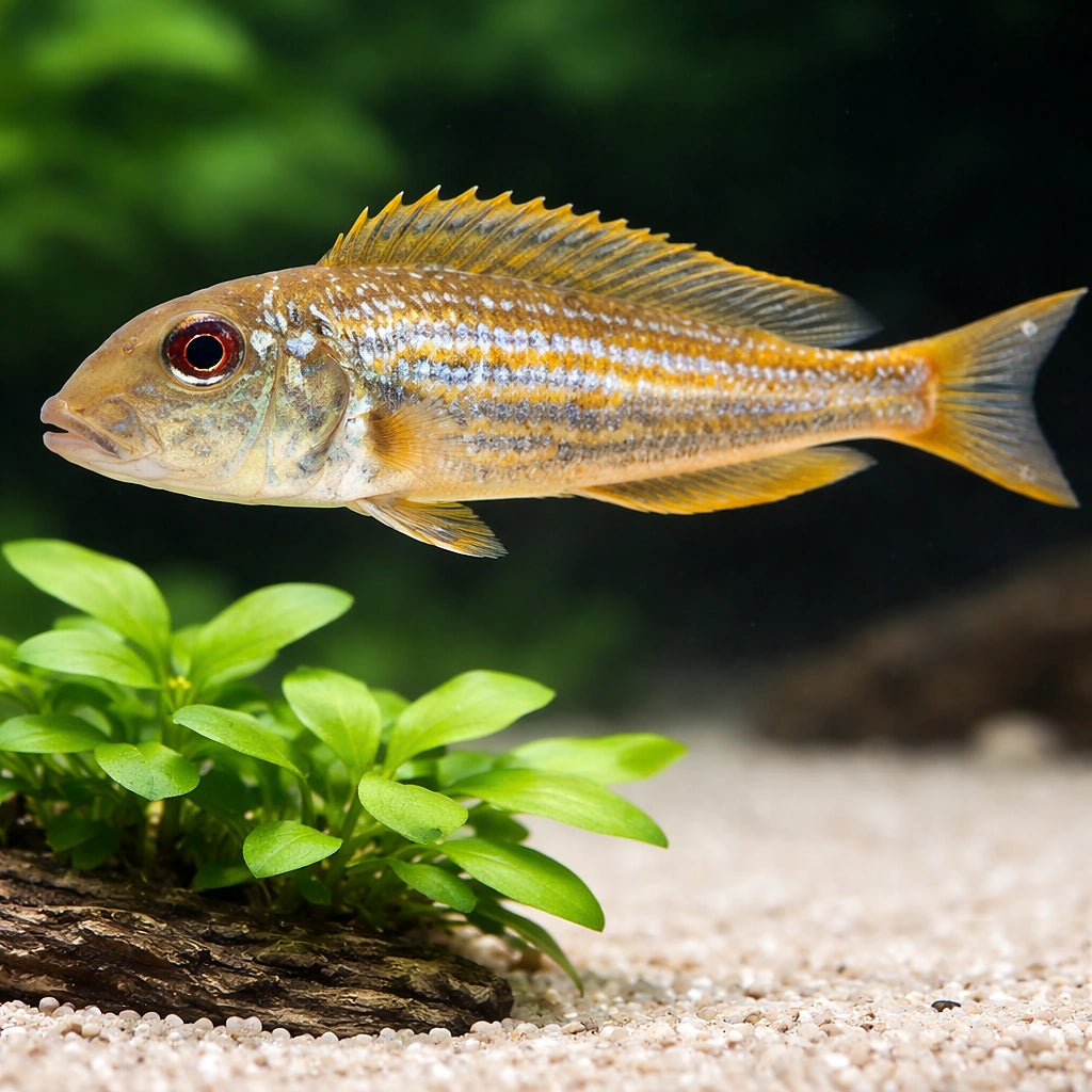 Xenotilapia ochrogenys \"ndole\" 4 - — tropical fish for sale UK — AI scale plant view