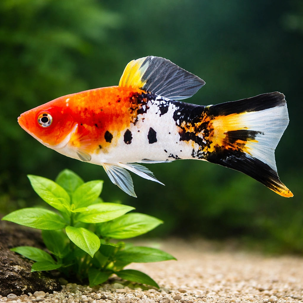 Xiphophorus helleri koi sanke 3 - — tropical fish for sale UK — AI scale plant view