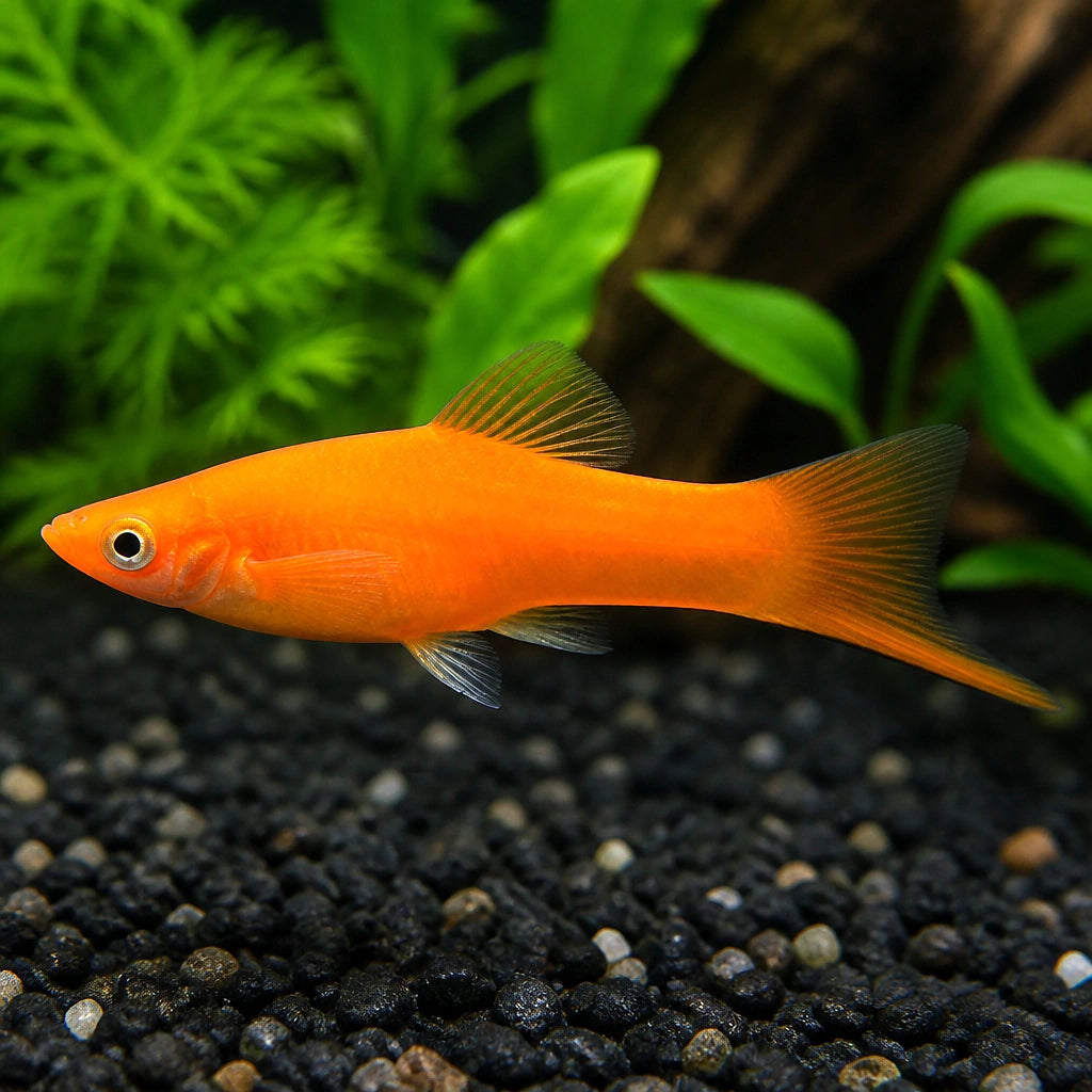Vienna Broccoli Swordtail - Xiphophorus Hellerii - Livebearer, Peaceful Companions for Beginners, Easy Care Freshwater Fish That Flourish in Diverse Aquatic Environments, Vibrant Colors for Any Aquarium — for sale UK — AI natural aquarium view