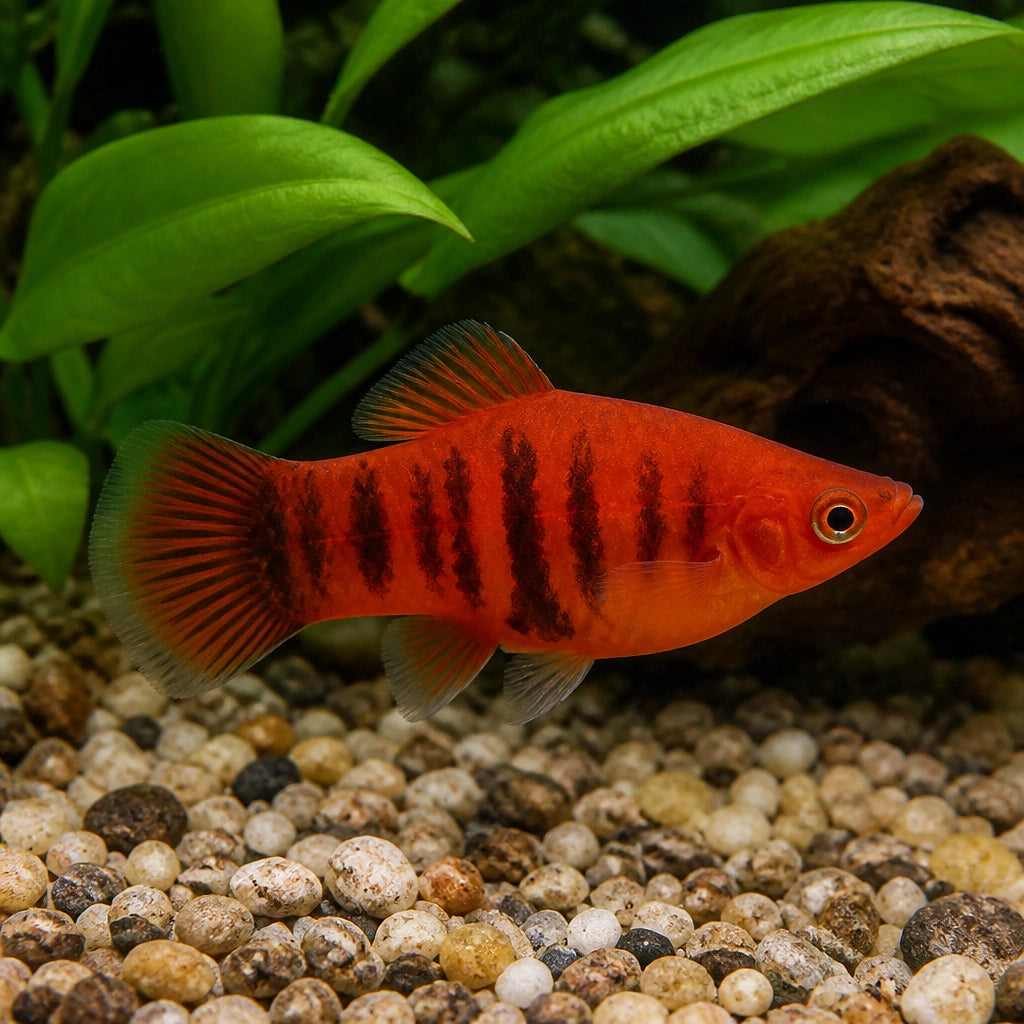 X Coral Red Platies - Xiphophorus Maculatus - Livebearer, Best Tropical Fish for Brightening Your Aquarium, Easy to Care for and Friendly Tank Mates for a Thriving Ecosystem — for sale UK — AI natural aquarium view