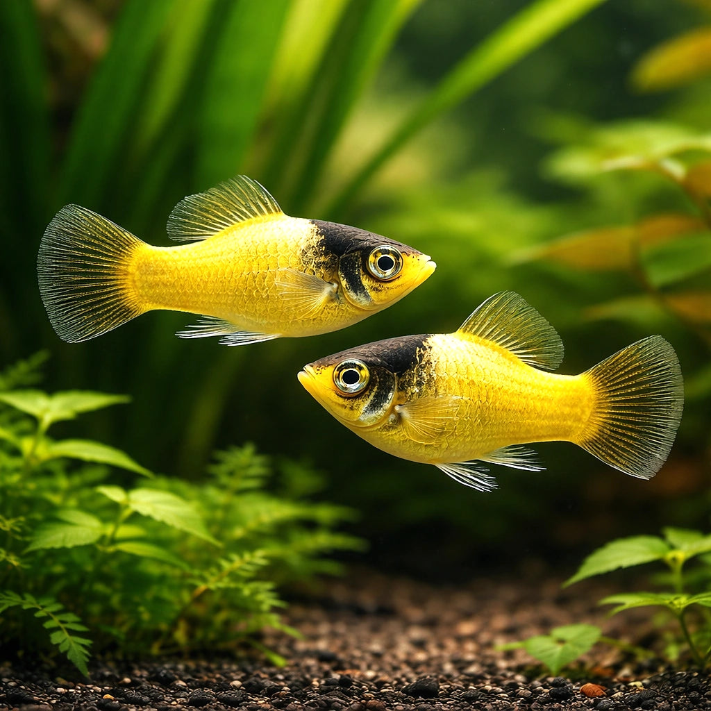 Xiphophorus Maculatus — Platy for sale UK — AI pair planted view
