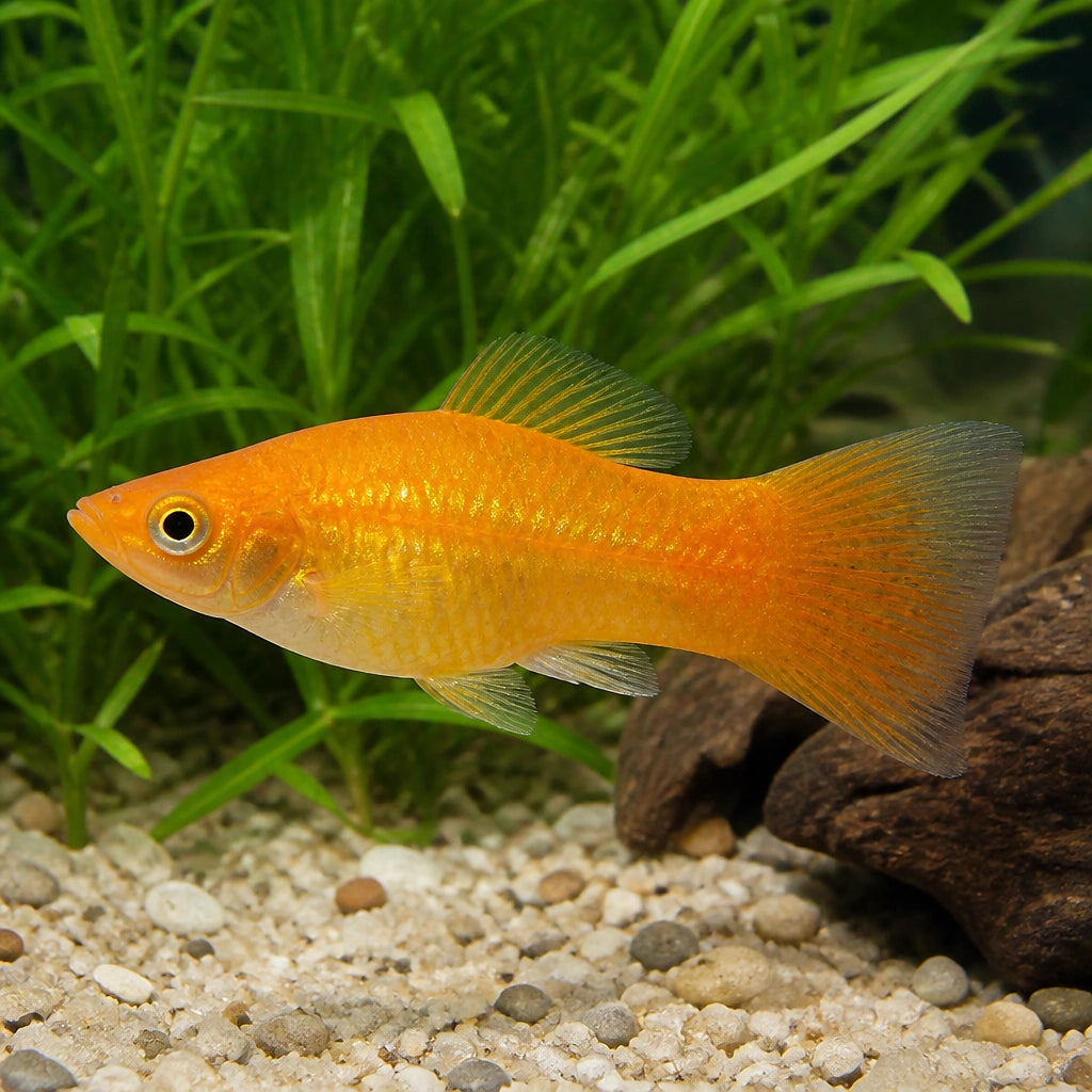 Xiphophorus variatus orange gold — tropical fish for sale UK — AI natural aquarium view