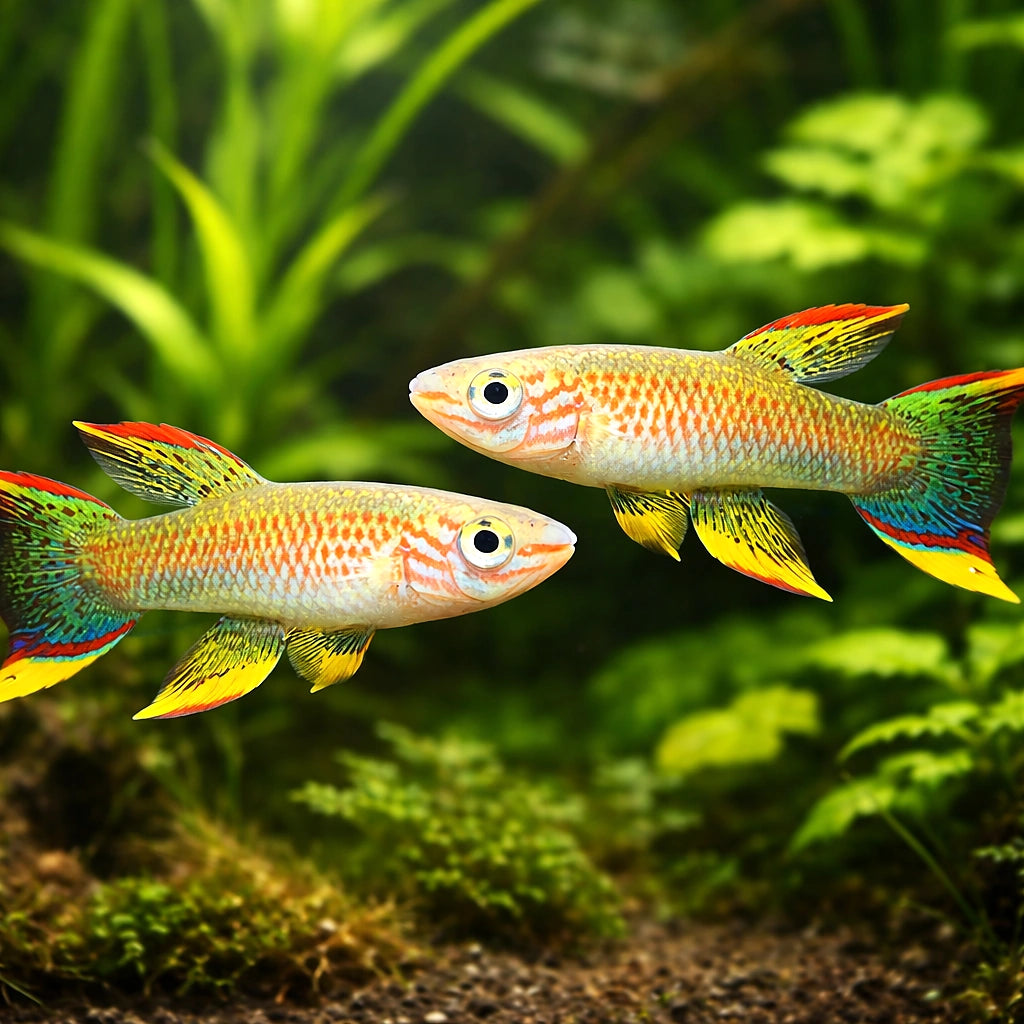 Yellow-Green Killie, Gabon — tropical fish for sale UK — AI pair planted view