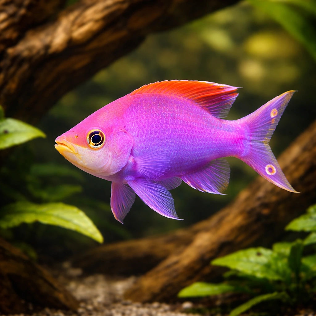 Yellowstriped Fairy Basslet M — tropical fish for sale UK — AI hero driftwood view