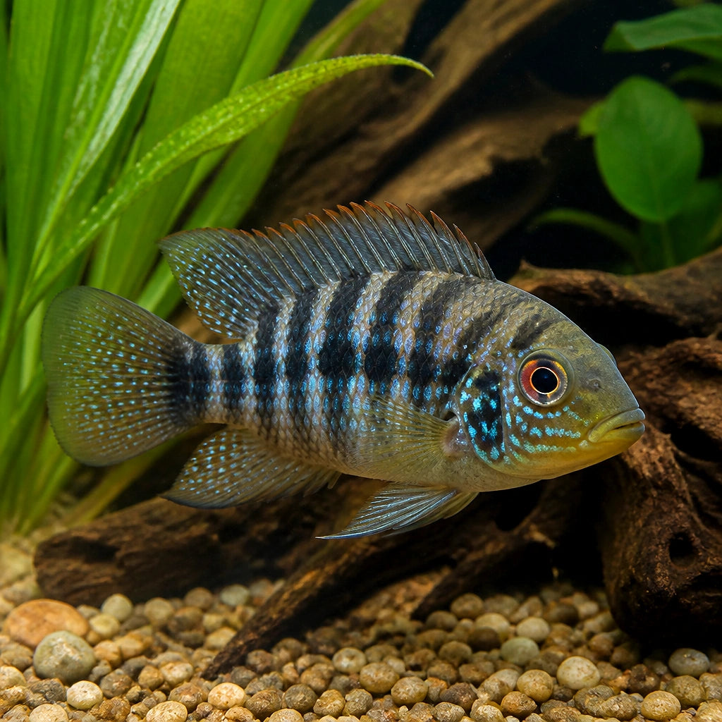 Zebra Acara — tropical fish for sale UK — AI natural aquarium view