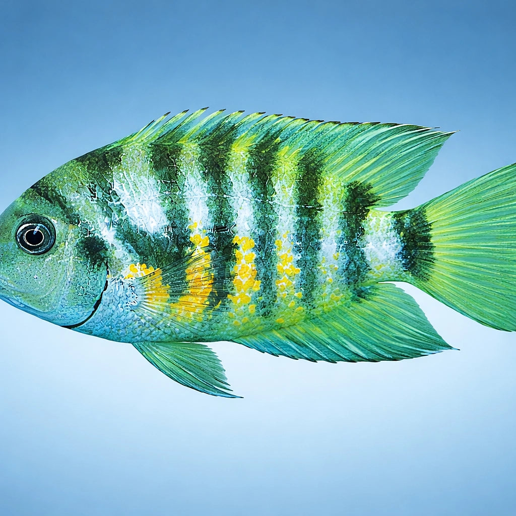 Zebra Cichlid — tropical fish for sale UK — AI side clean view