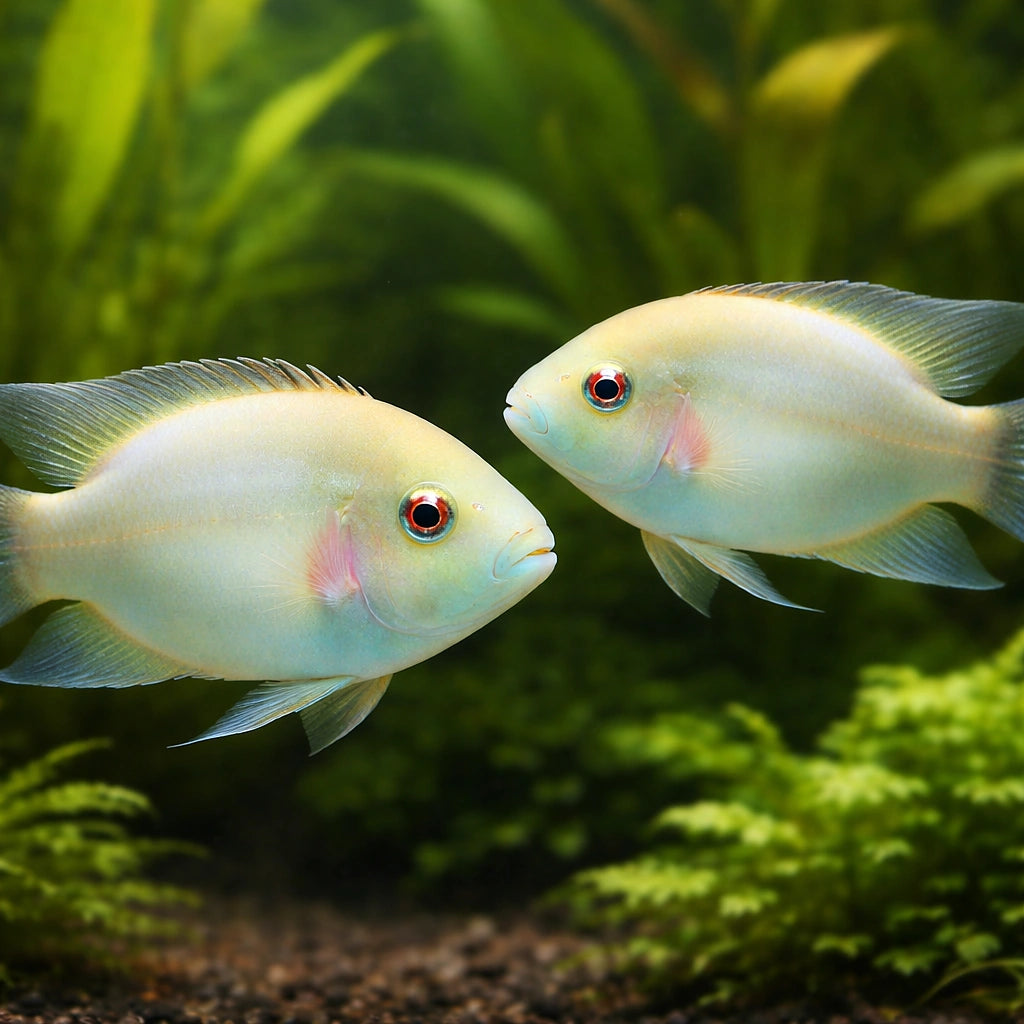 Zebra Cichlid xant. — tropical fish for sale UK — AI pair planted view