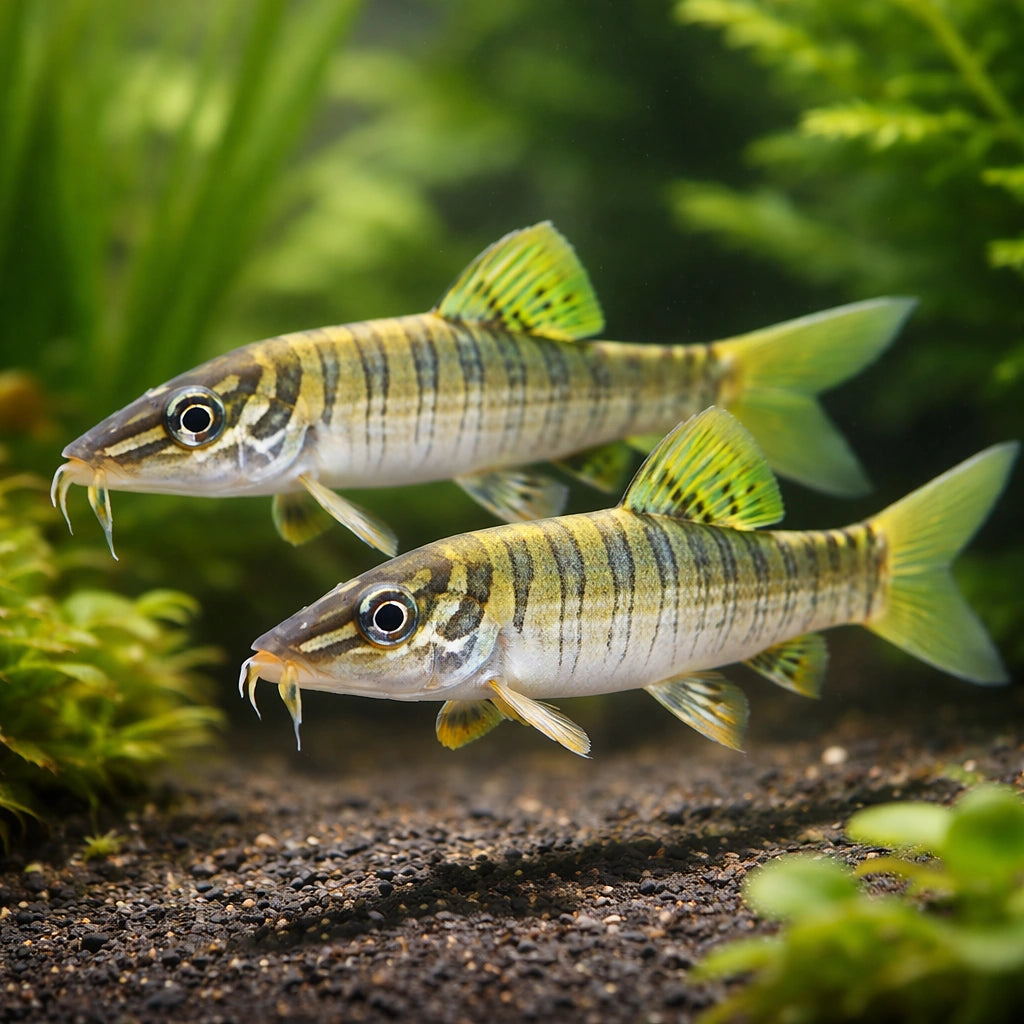 Zebra Loach, Banded Loach — tropical fish for sale UK — AI pair planted view