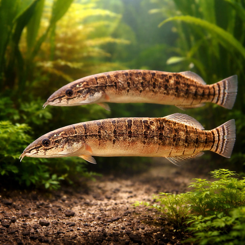 Zebra Spiny Eel — tropical fish for sale UK — AI pair planted view