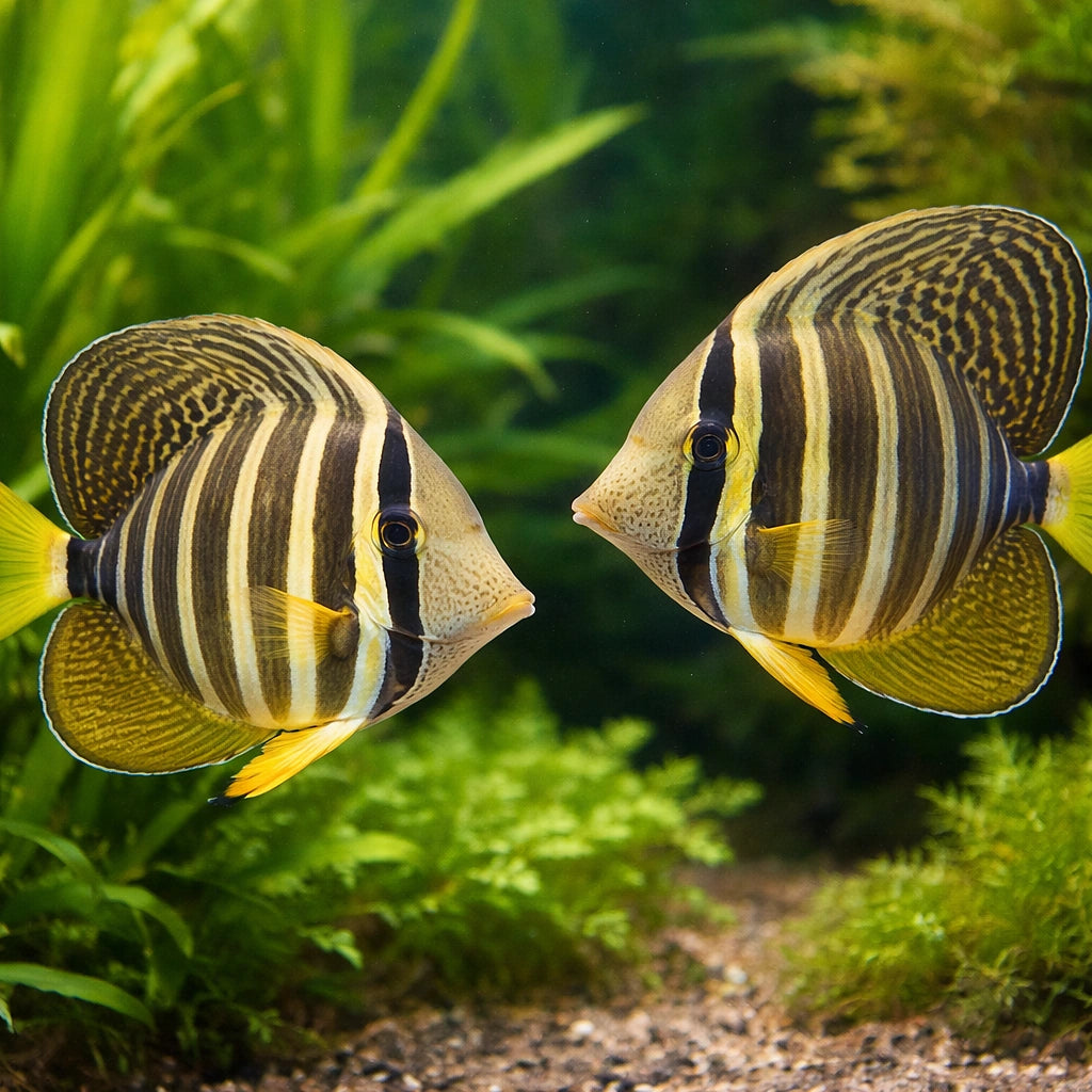 Zebrasoma Veliferum Surgeon Fish for UK Aquariums — tropical fish for sale UK — AI pair planted view